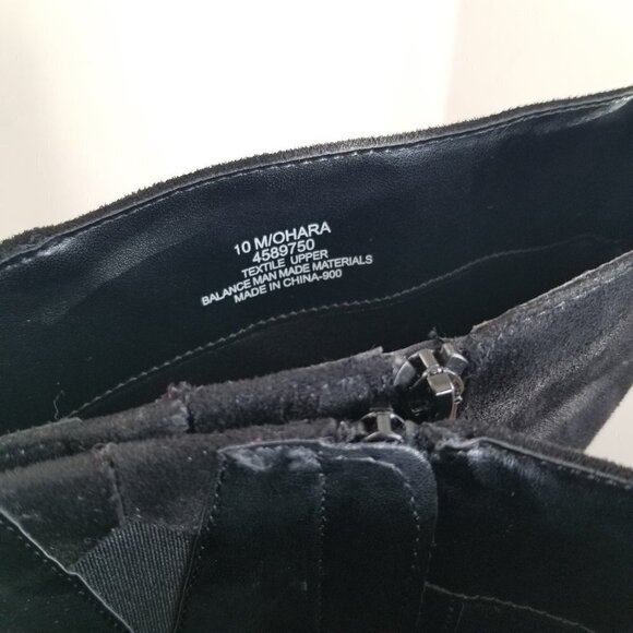 Below the Knee Black Suede Looking Ruffled Side Zippered Boots Size 10 4” Heel - Picture 10 of 16